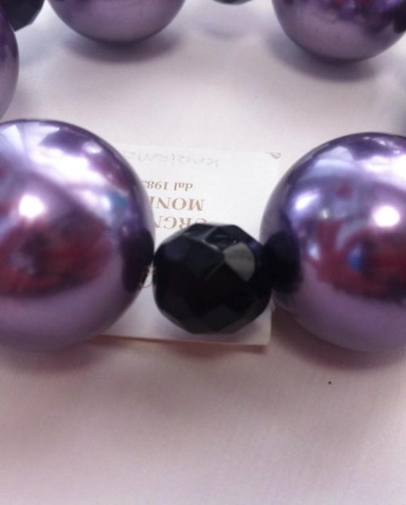 Bracciale in Resina Viola e Mezzo Cristallo Nero 1 karismashop