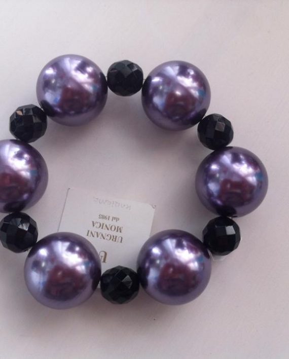 Bracciale in Resina Viola e Mezzo Cristallo Nero 2 karismashop