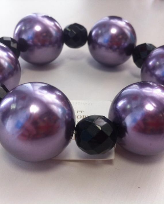 Bracciale in Resina Viola e Mezzo Cristallo Nero karismashop