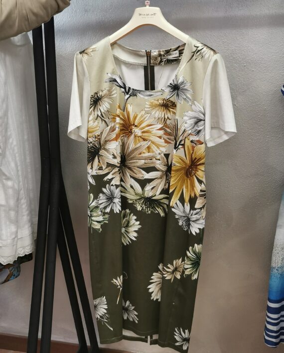 Terre del Vento Hedera Abito 97% Cotone Fibra Naturale 3% El. col. 03 mezza manica a tubino karismashop