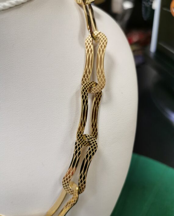 Girocollo Acciaio Dorato Catena Piatta Serigrafata Particolare karismashop