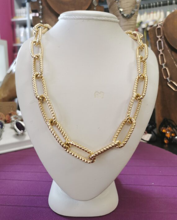 Girocollo Alluminio Dorato Catena Piatta karismashop