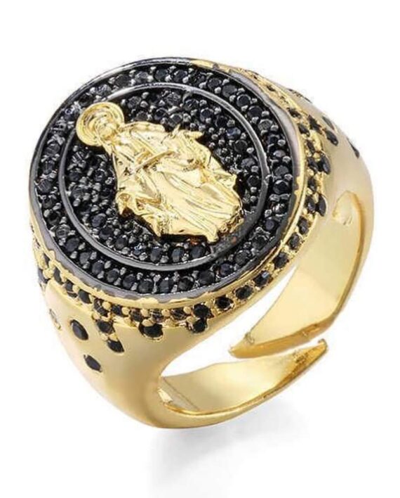 Anello Regolabile Dorato Punti Luce Neri karismashop