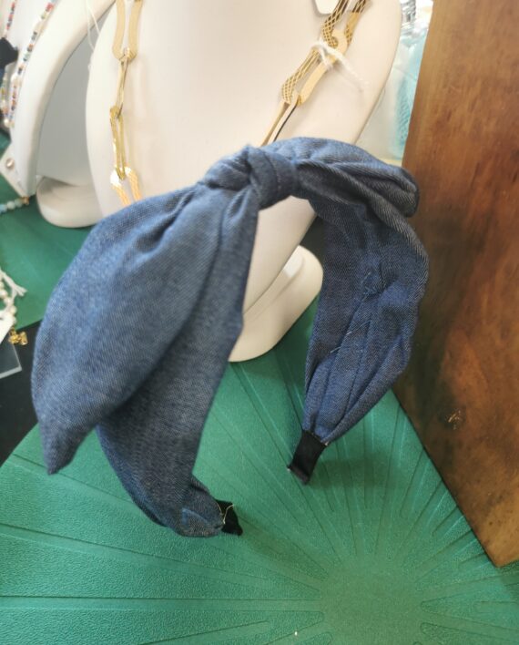 Cerchietto Jeans Fiocco Blu Scuro 1 karismashop