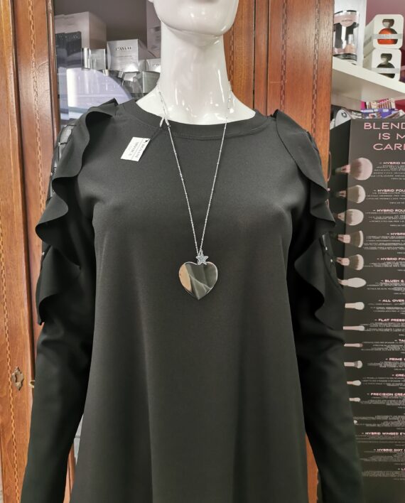 Abito Elegante Midi Nero particolare girocollo karismashop