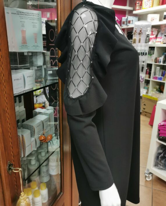 Abito Elegante Midi Nero particolare manica karismashop