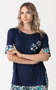 T-Shirt Fiore Rose Tigrate Blu karismashop