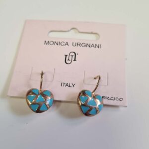 Orecchini a Monachella Chiusa Finitura Dorata Cuore Azzurro karismashop