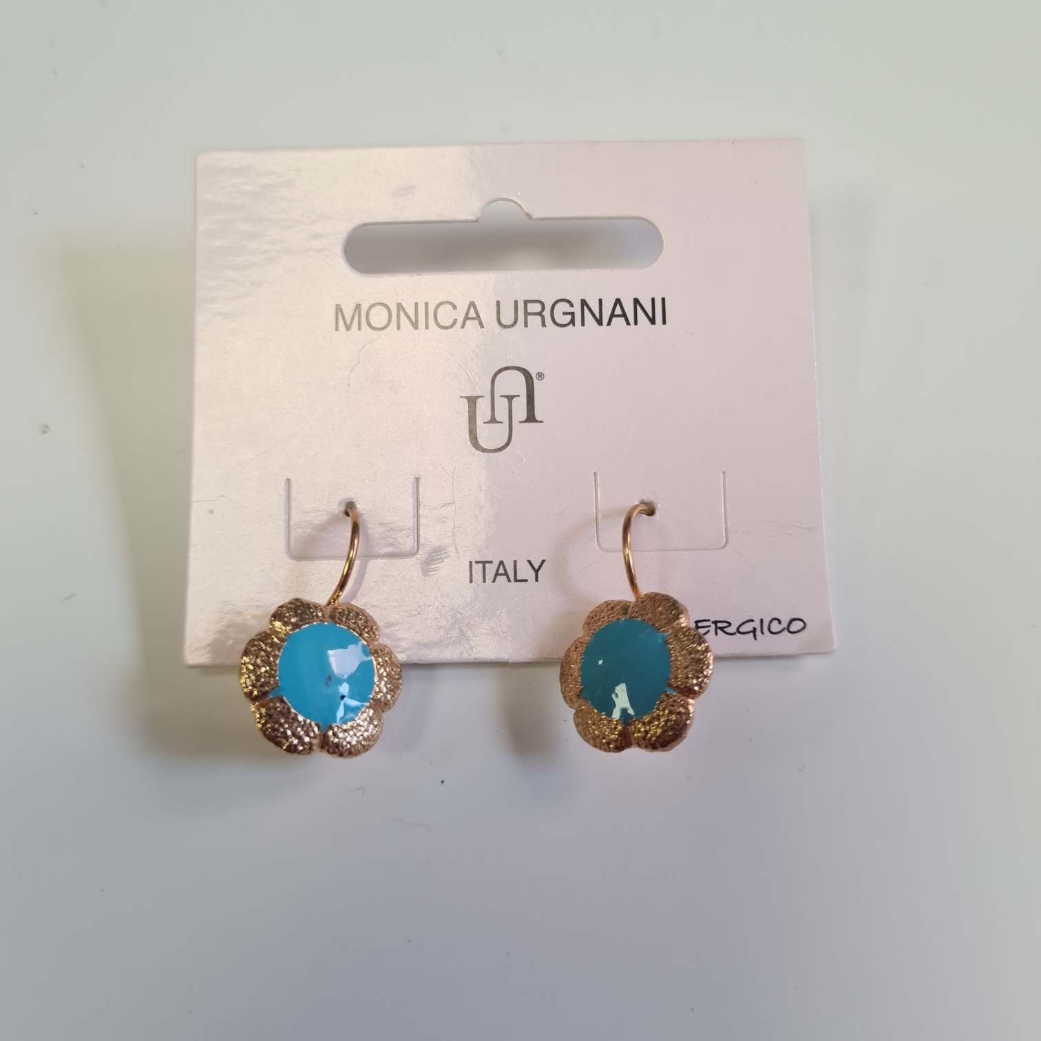 Orecchini a Monachella Chiusa Finitura Dorata Fiore Azzurro karismashop