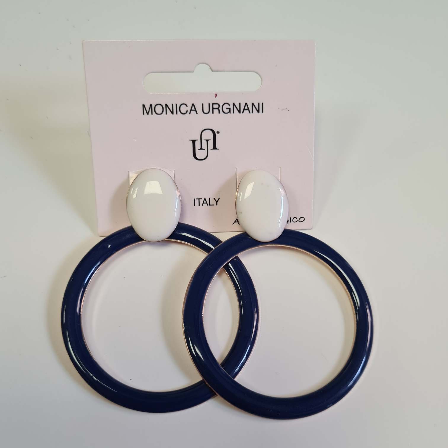 Orecchini a Perno Verniciato Bianco e Blue karismashop