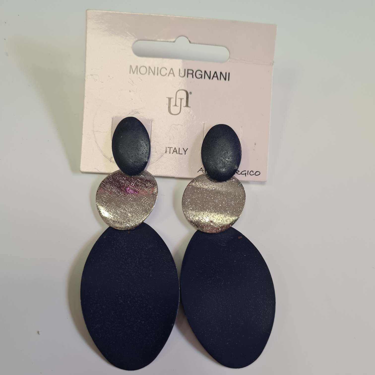 Orecchini a Perno Pendente Blue Glitter Argento karismashop