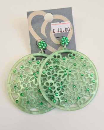 Orecchini a Perno Resina Tondi Traforati Fiori Verdi karismashop