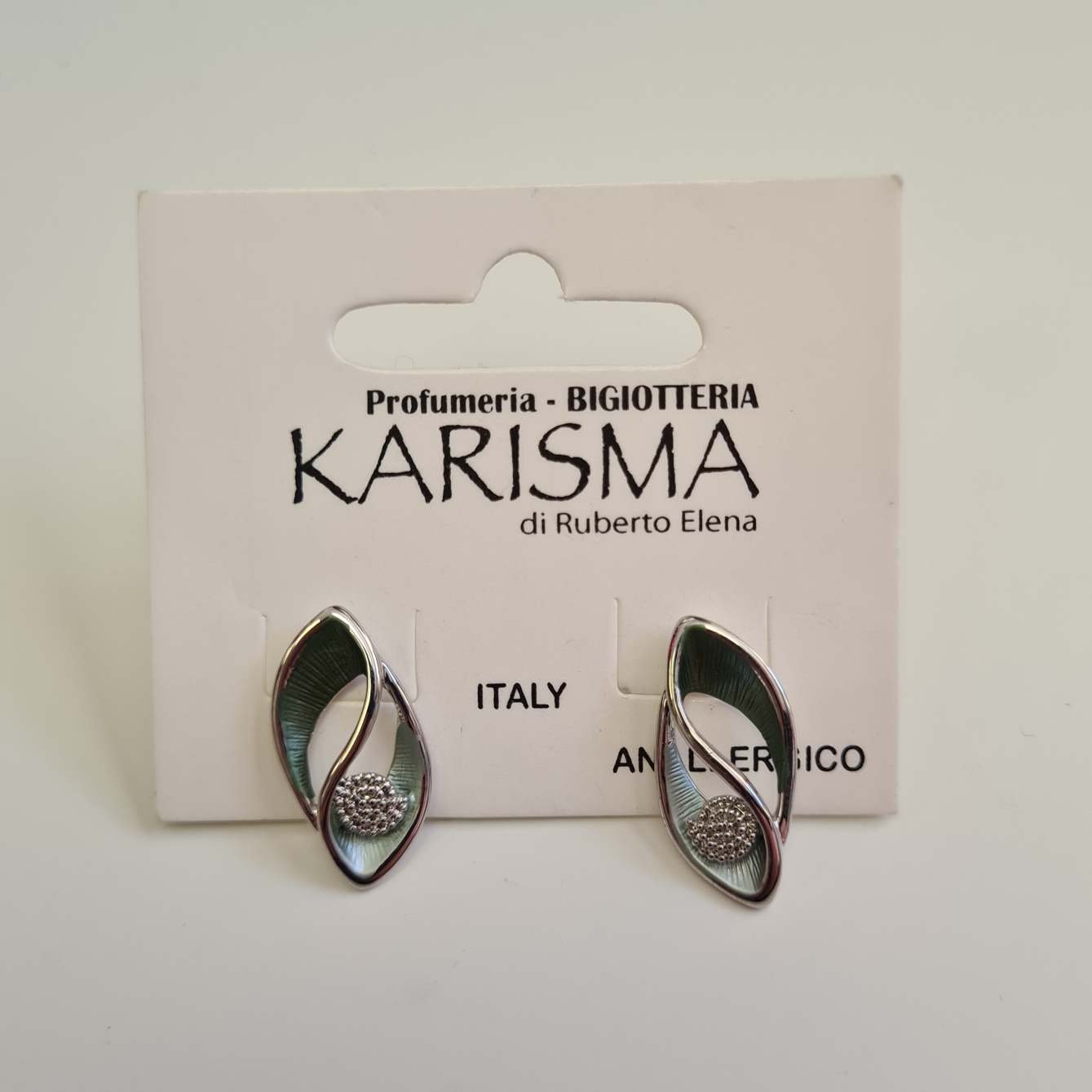 Orecchini a Perno Smaltato Verde karismashop