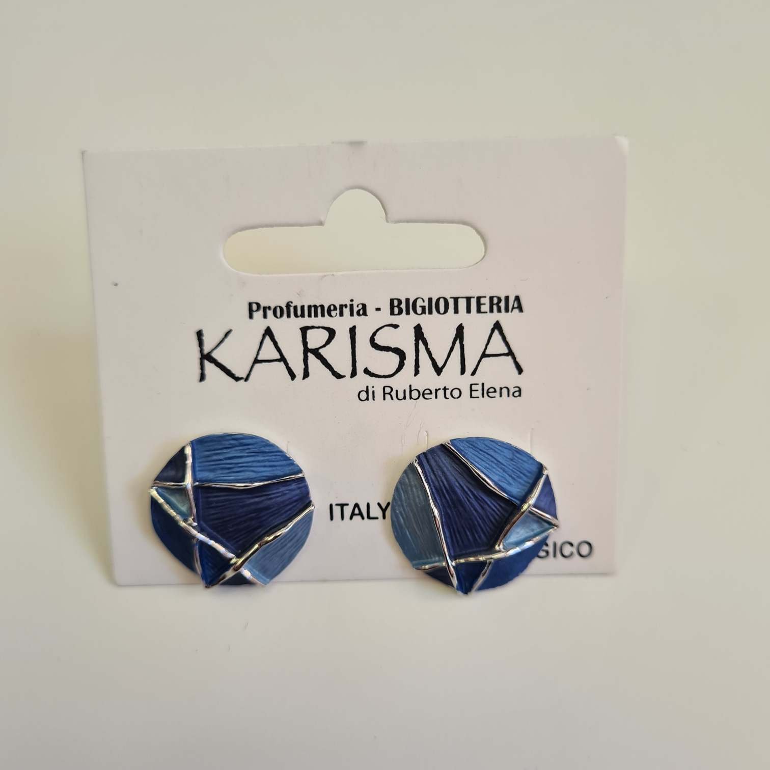 Orecchini a Perno Smaltato Blue Geometrico karismashop