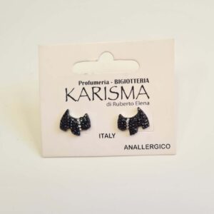 Orecchini a Perno Cagnolini Strass Neri karismashop