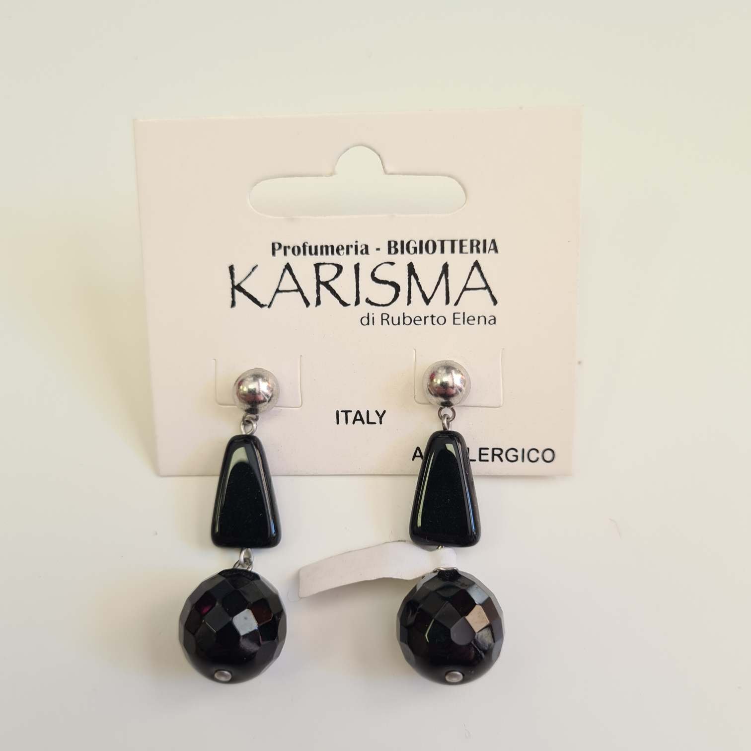 Orecchini a Perno Cristallo Nero karismashop