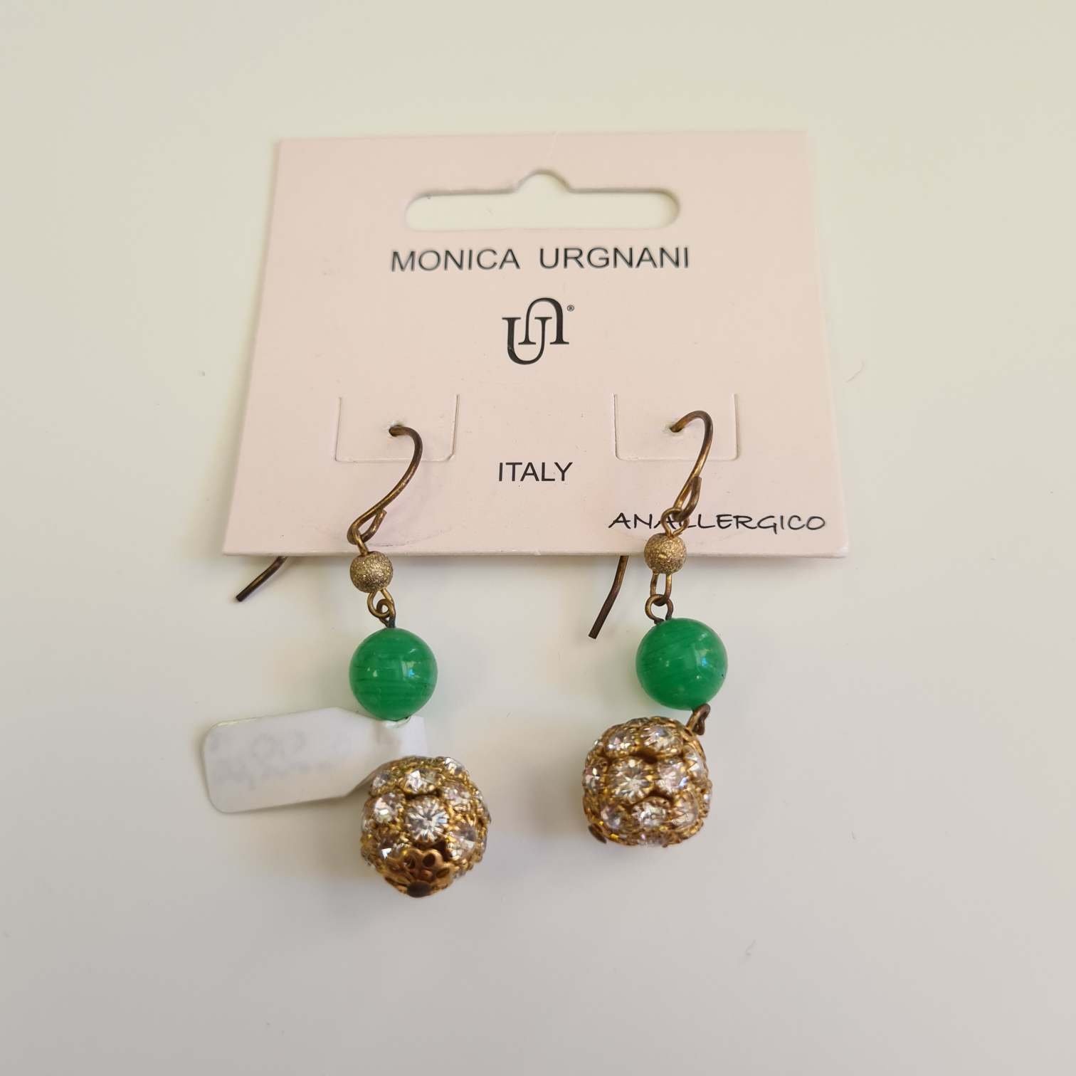 Orecchini a Monachella Aperta Agata Verde e Strass karismashop