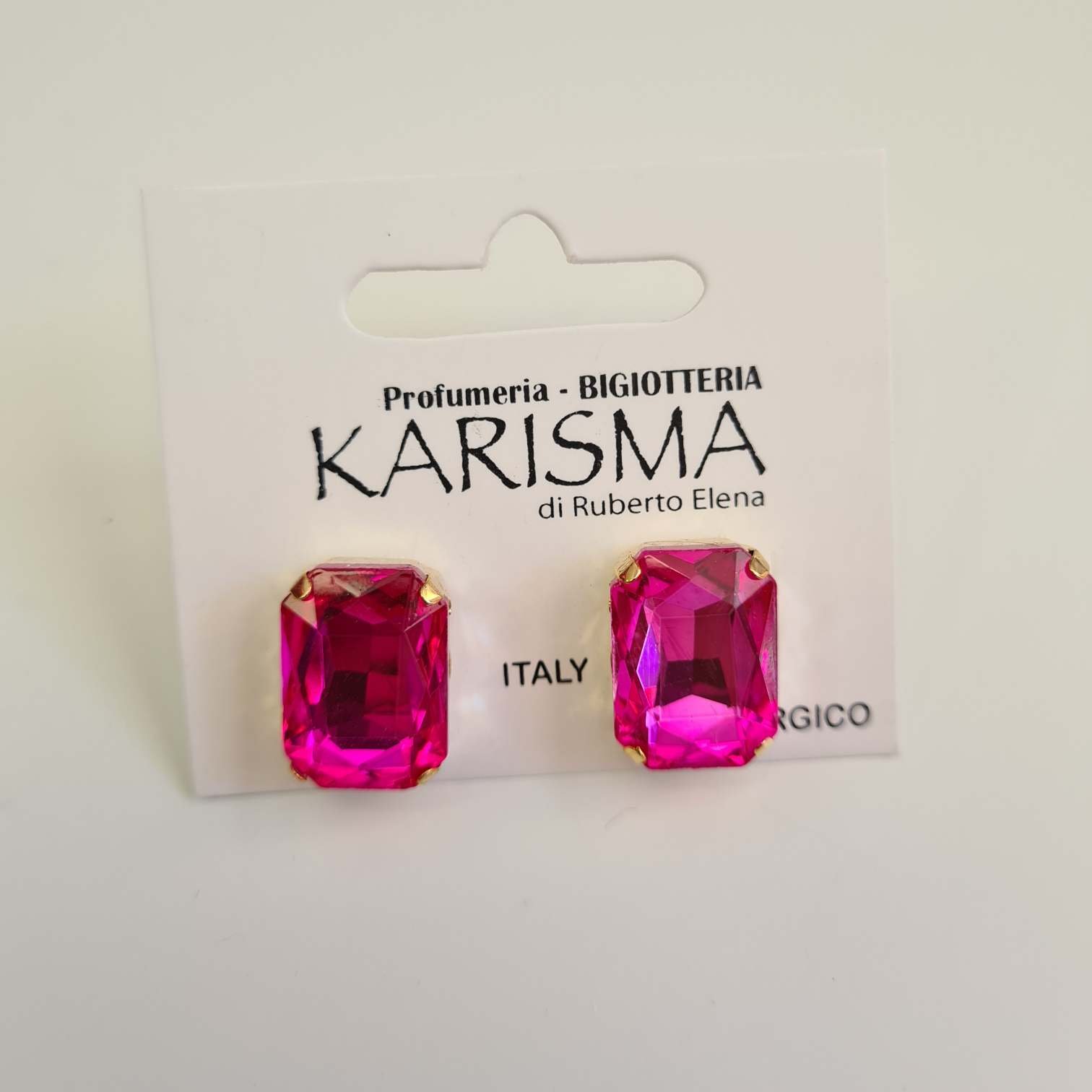 Orecchini a Perno Cristalli Fucsia karismashop