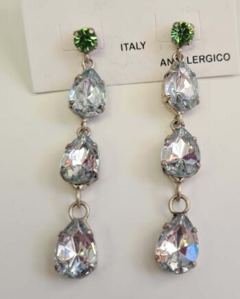 Orecchini a Perno Cristalli Pendenti a Goccia Verdi karismashop