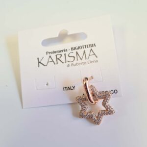 Orecchini a Cerchio Acciaio Dorato con Pendente Strass Stella karismashop