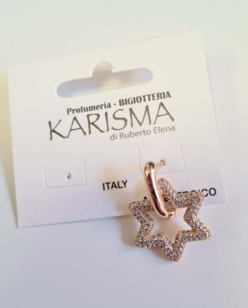 Orecchini a Cerchio Acciaio Dorato con Pendente Strass Stella karismashop