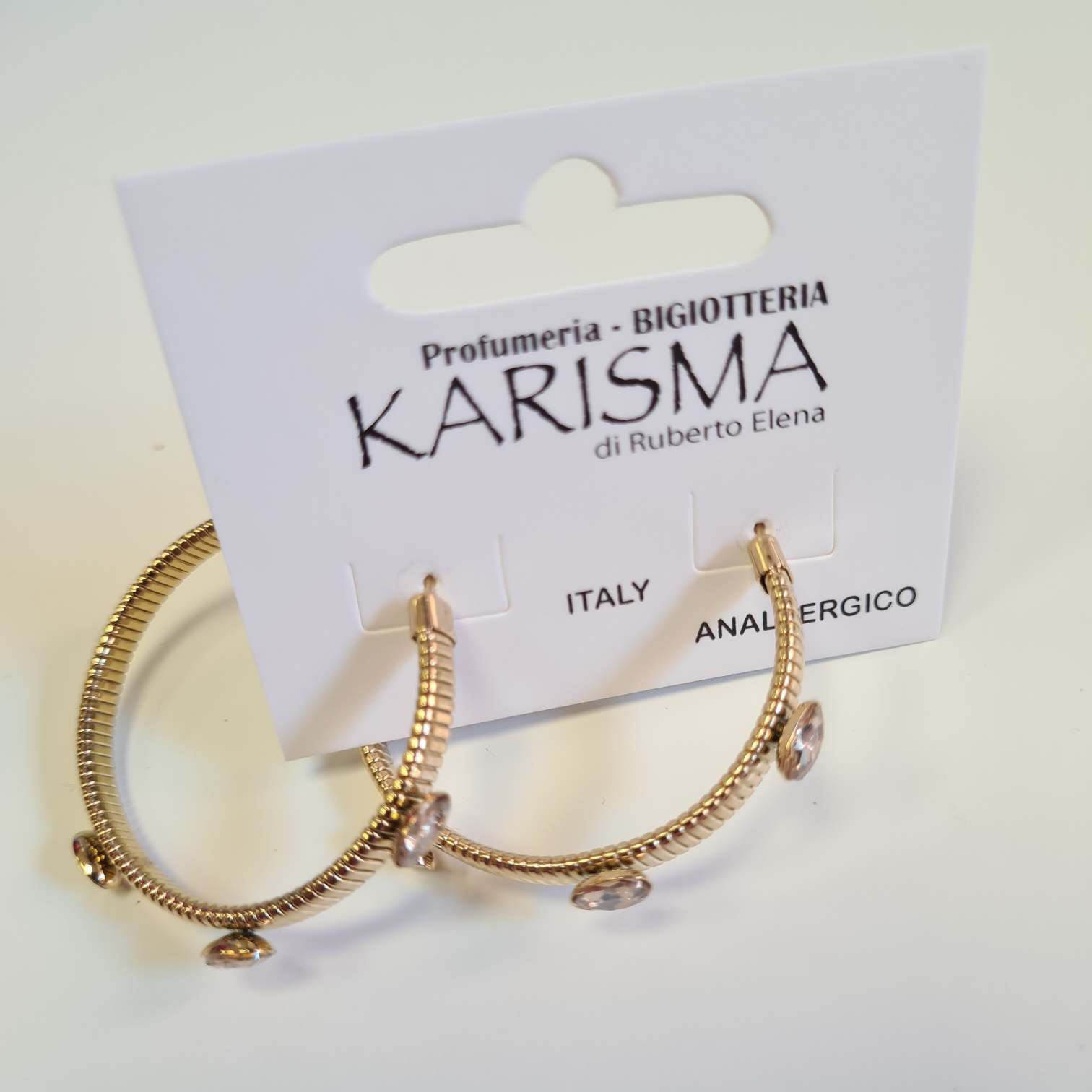 Orecchini a Perno Semicerchio Dorato Navette Strass karismashop