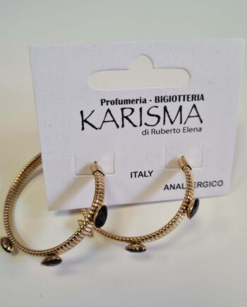 Orecchini a Perno Semicerchio Dorato Navette Strass Nero karismashop