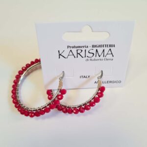 Orecchini a Cerchio Cristalli Rosso karismashop