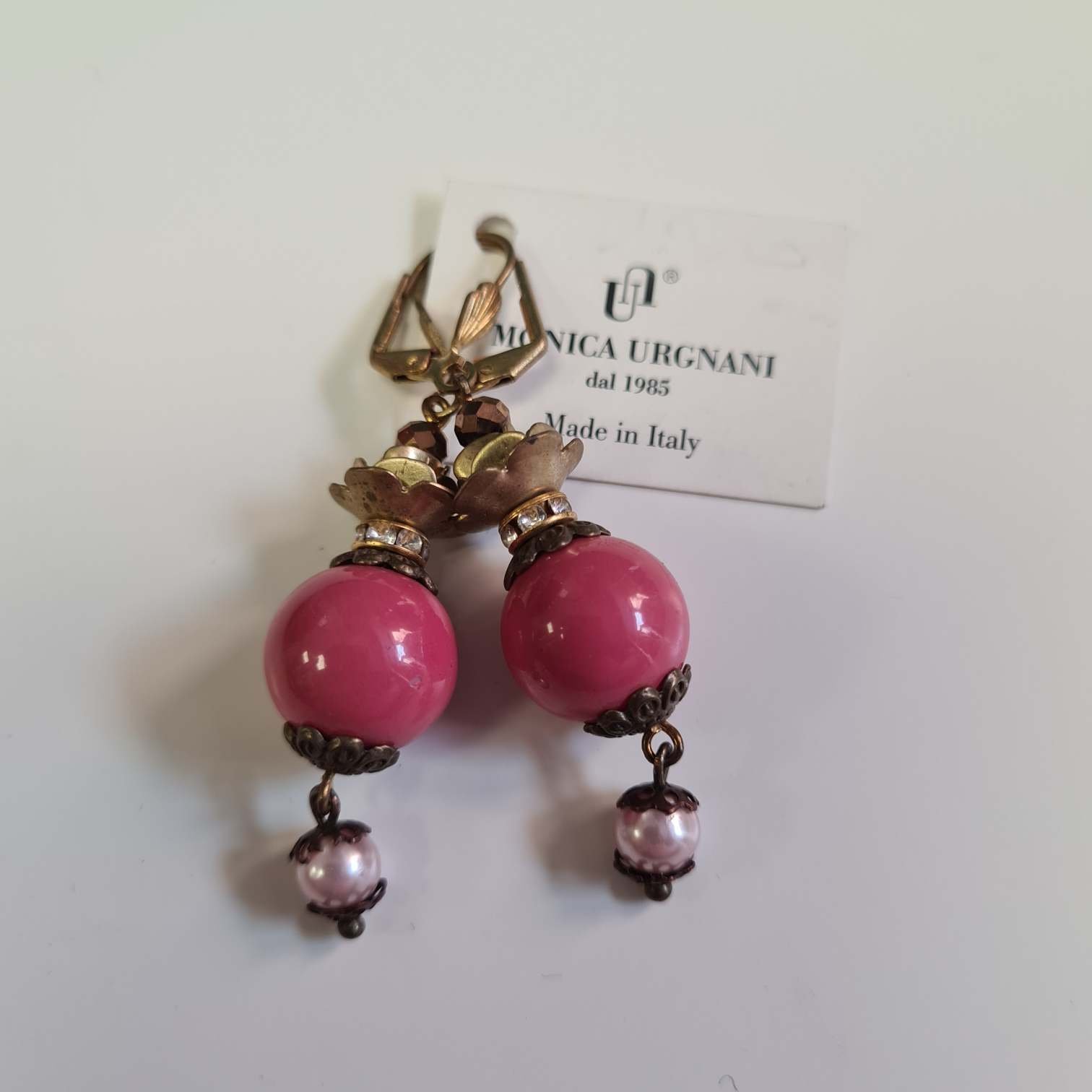 Orecchini a Monachella Chiusa Sfera Ceramica Rosa karismashop