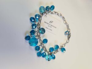 Bracciale Chiusura Moschettone Cristalli Azzurri karismashop