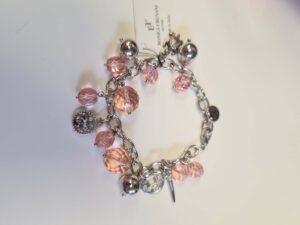 Bracciale Chiusura Moschettone Cristalli Rosa Charms karismashop