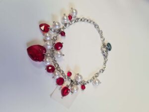 Bracciale Chiusura Moschettone Cristalli Rossi Cuore karismashop