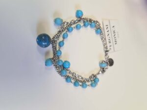 Bracciale Chiusura Moschettone Cristalli Turchesi 3 Fili karismashop