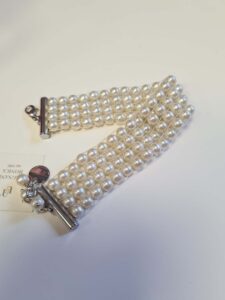 Bracciale Chiusura Moschettone Tela Tipo Perle Bianche karismashop