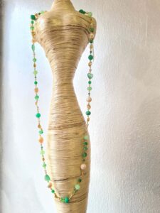 Collana Lunga Pietra Dura Agata Verde Perle di Fiume  karismashop (4)